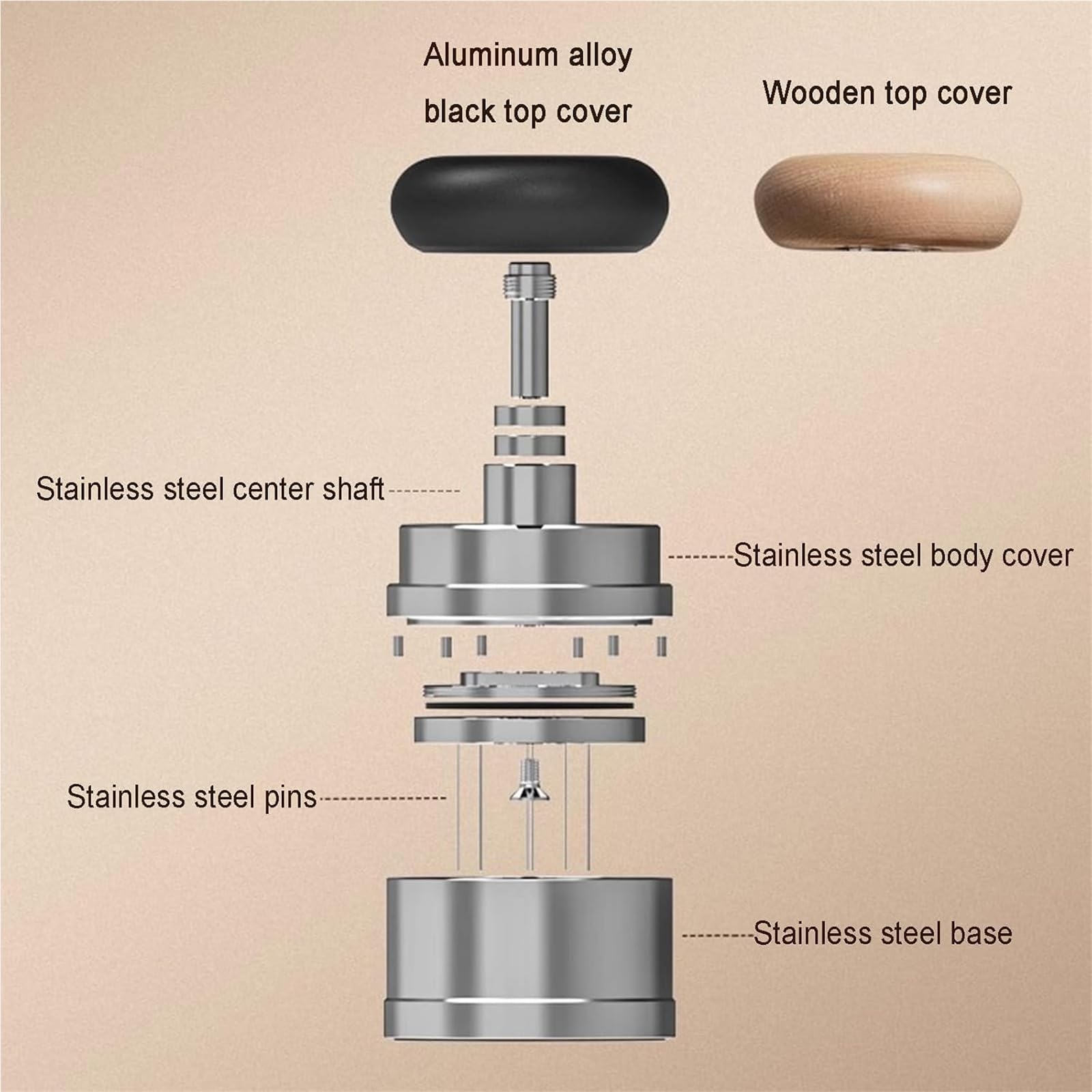 Juego de prensador de café de acero inoxidable con herramienta de distribución agitador, nivelador distribuidor con resorte, fijación magnética para accesorios de cafetera
