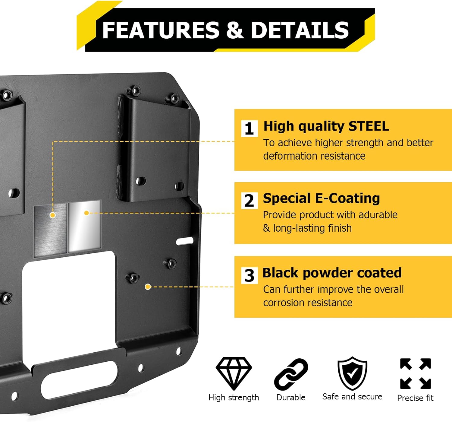WeiSen Spare Tire Relocation Mounting Bracket Spare Tire Relocation Replacement Compatible with Jeep Wrangler JL 2018-2024