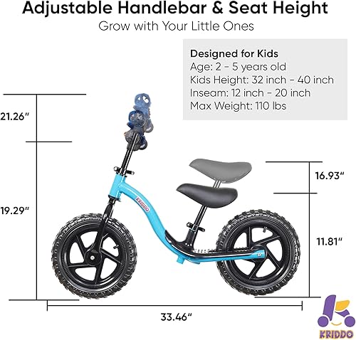Miniatura 5 de KRIDDO Bicicleta de equilibrio para niños de 2 años, de 24 meses a 5 años de edad, bicicleta interactiva de aprendizaje temprano con equilibrio