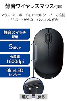 Amazon.co.jp: エレコム ワイヤレスキーボード 無線 2.4GHz 静音