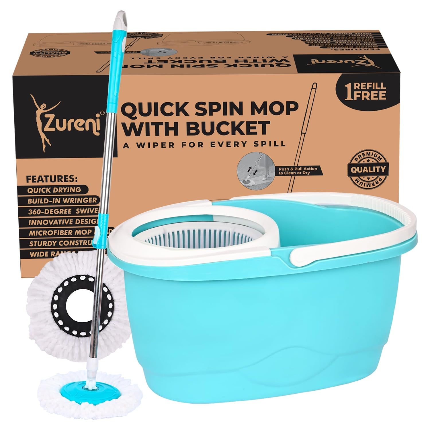 See full amazon price history chart for Zureni Bucket Quick Spin Mop with 2 Microfiber Wet Dry Mophead Floor Cleaning Pocha Heavy Duty Extendable Metal Handle Removable Wringer 360° Cleaner Mopping (PVC Wringer) Zureni Bucket Quick Spin Mop with 2 Microfiber Wet Dry Mophead Floor Cleaning Pocha Heavy Duty Extendable Metal Handle Removable Wringer 360° Cleaner Mopping (PVC Wringer) (B0CTMTWY9S) Amazon Price History, Amazon Price Tracker
