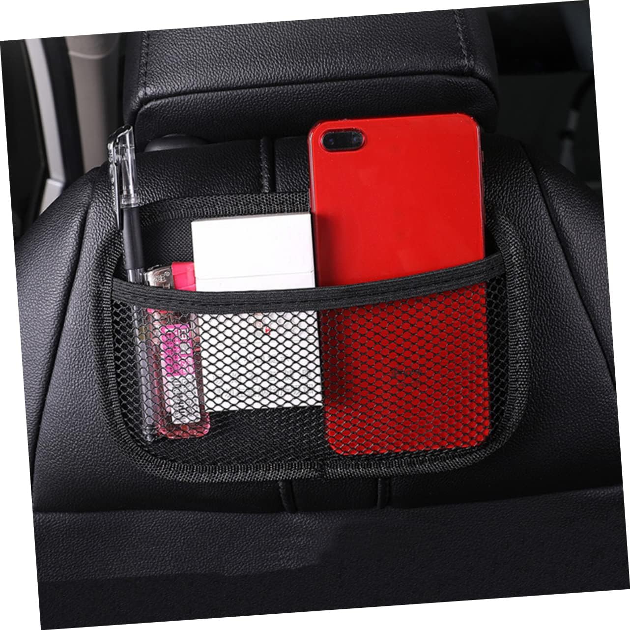 ULTECHNOVO 2pcs Twin Car Storage Seat Multifunctional Bag Sticky Car Seat Back Hanging Storage Bag Black Large Size Car Interior Storage Bag Phone Wallet Container