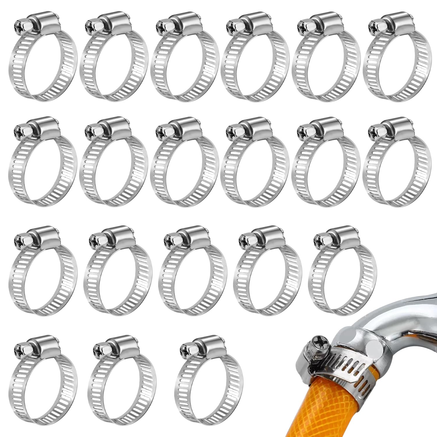 14x Edelstahl-Schlauchschellen – Verstellbar 16-25 Mm, Rändelschraube, 8 Mm Bandbreite | Für Schläuche, Rohre, Schlüsselklemmen