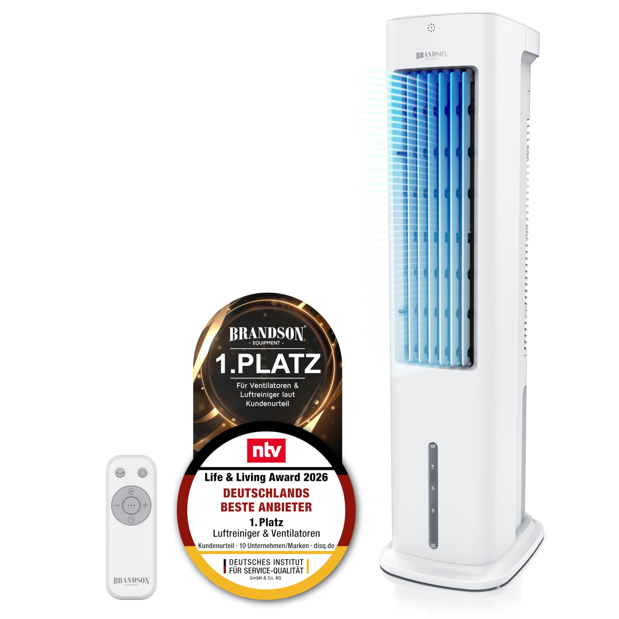 Brandson - Turmventilator mit Wasserkühlung - Preisträger 2026 - Verdunstungskühler - Luftkühler ...