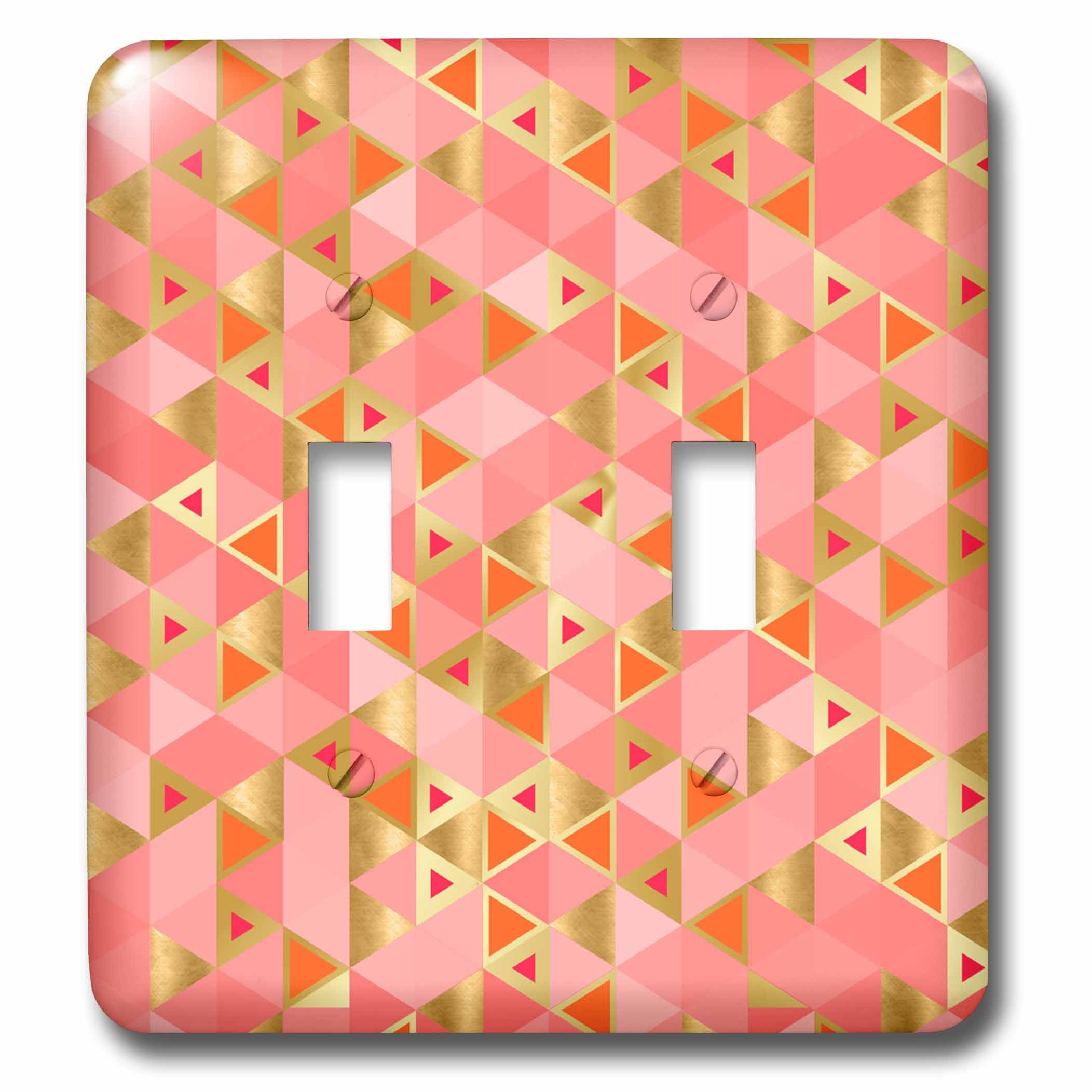 Interrupteur double motif triangles rose et faux or haut de gamme