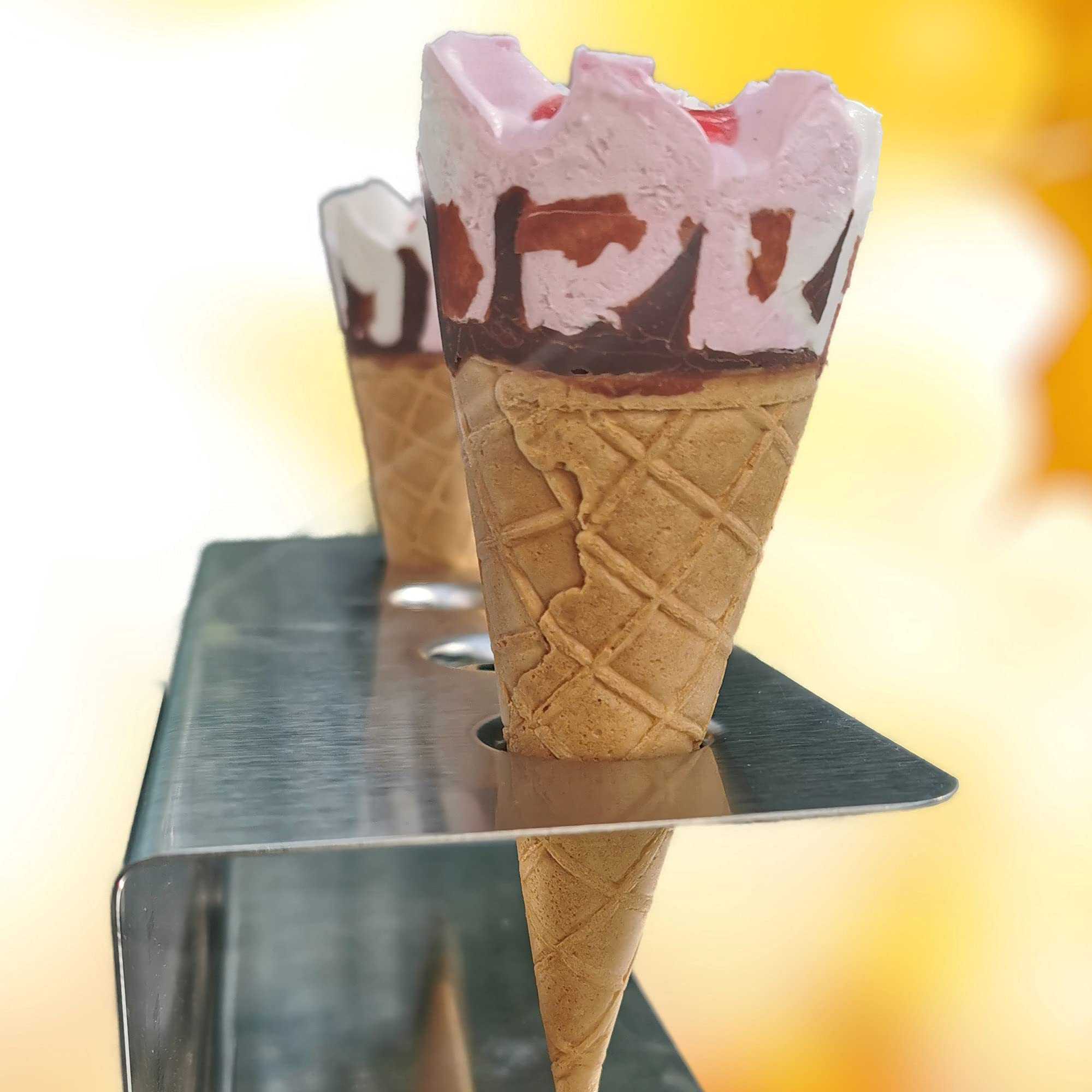 Acier inoxydable – Cornet de glace gaufre gaufré support de glace avec 4 trous 2 x 26 mm, 2 x 31 mm,