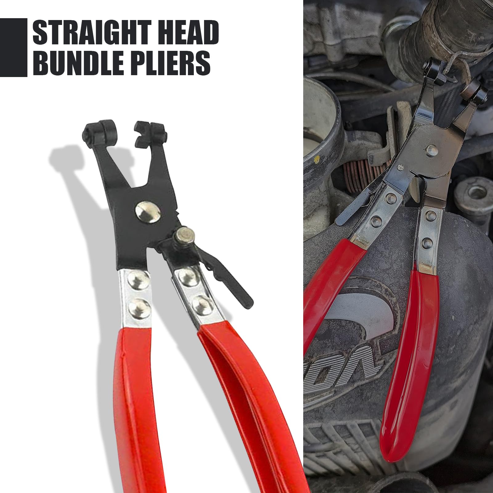 Yumfugu Car Hose Clamp Pliers - Bendable Swivel Head Tool For Ring & Flat Strap Clamps (Red)