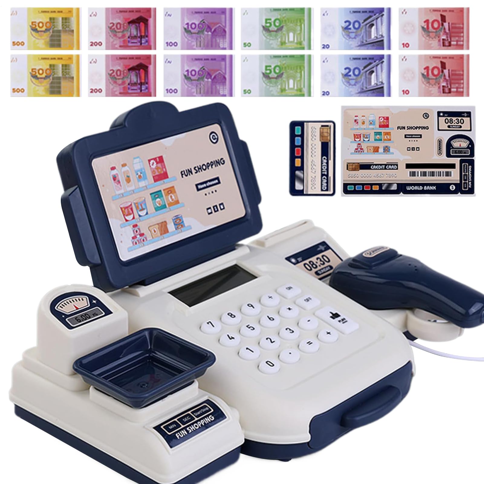 Toy Cash Register – Interactive Play Store Set | Cash Register For Kids | Toy Till With Scanner For Imaginative Plays Learning Counting Money Role Play And Daily Fun Activities Use