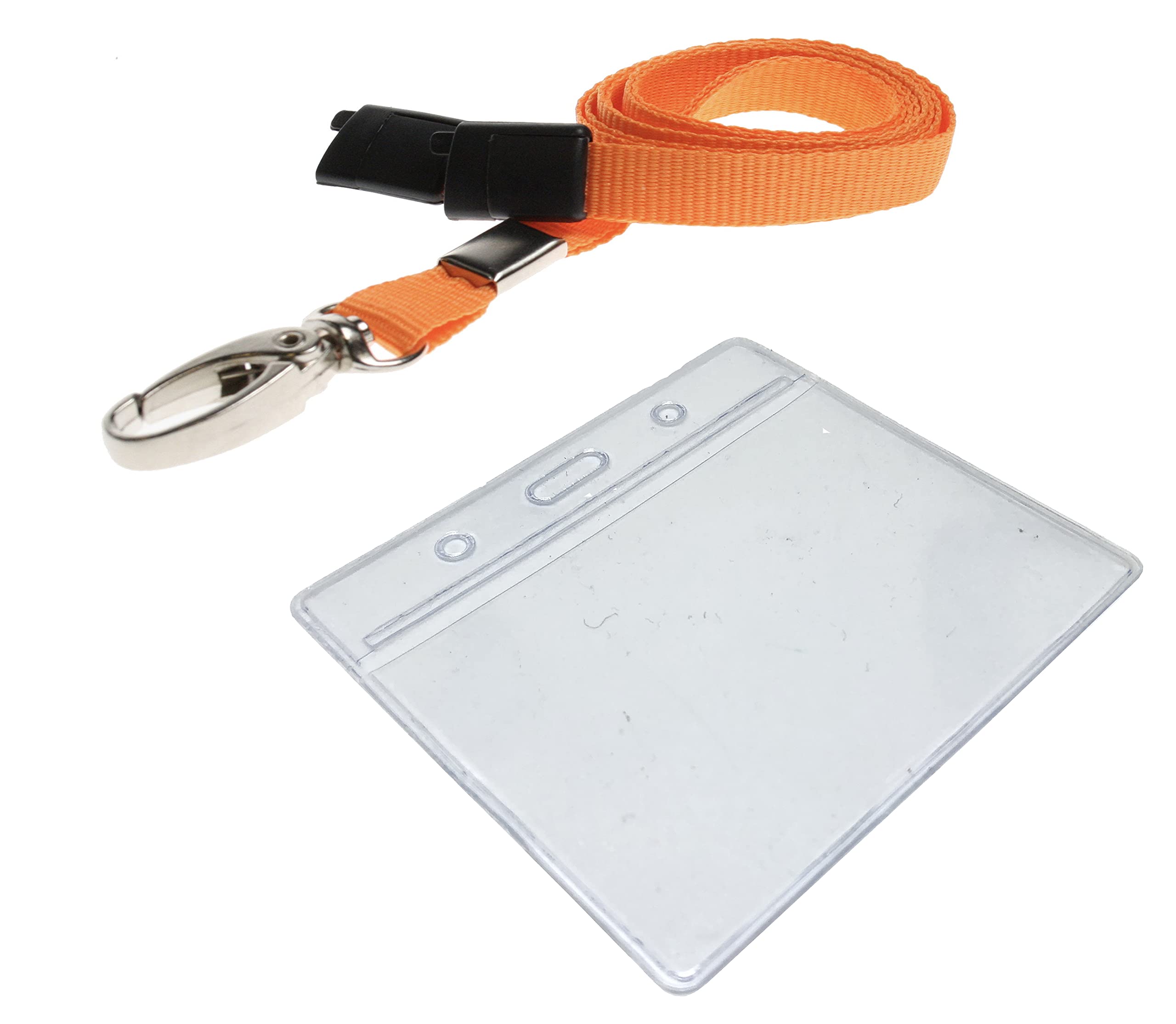Strong Orange Safety ID Neck Lanyard Metal Lobster Clip & Medium Clear Vinyl ID Card Holder Pocket Pack of 25 Lanyard with Card Holder PCL Media ltd