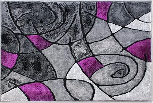 Masada Rugs, Alfombra moderna y contemporánea, color morado, gris y negro (2 pies x 3 pies)