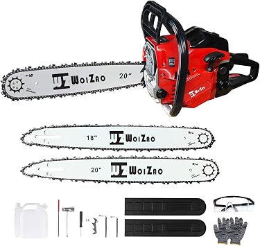 Gas Chainsaw 58CC with Quick-Switch Dual Bars 18/20 Inch,Gas Powered Chain saw 2 Stroke Handed Petrol Gasoline for Cutting Wood Outdoor Garden Farm Home