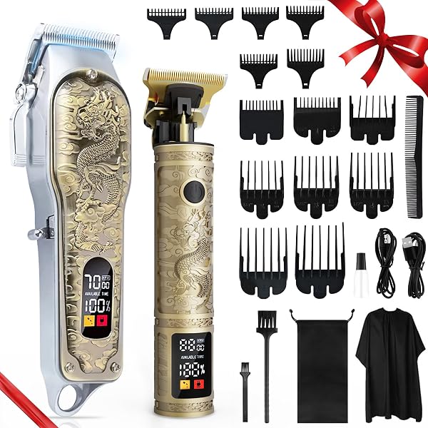 Professional Hair Clippers and Trimmers Set for Men, Cordless Rechargeable Electric Hair Clippers for Hair Cutting, Hair