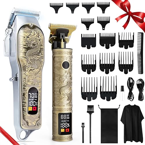 Professional Hair Clippers and Trimmers Set for Men, Cordless Rechargeable