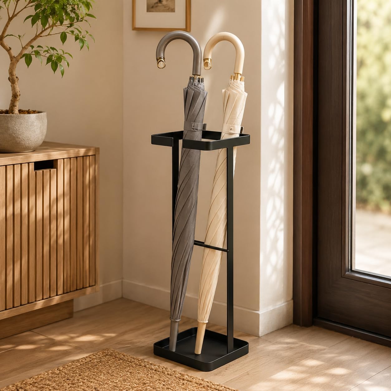 Galaxy Fashion Point Umbrella Carrying Stand Rack for Canes, Walking Sticks, Indoor Holder Living Room Corner Free Golf Kit Stick Walking Stick & Cane (Black)-image-17
