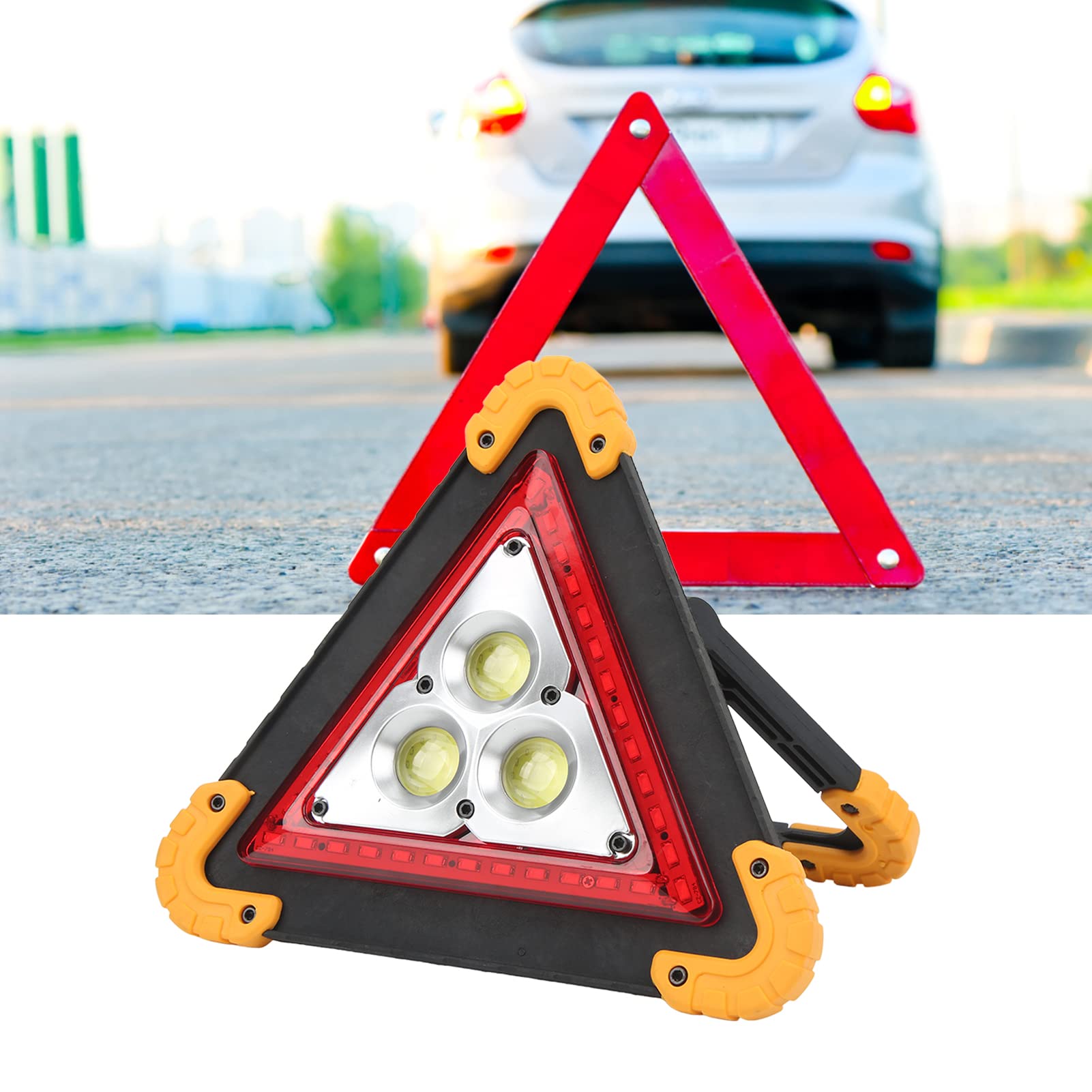 Pyhodi Lampada Triangolo Avvertimento Auto, Lampada LED Portatile per Riparazione Malfunzionamenti Proiettore di Emergenza 4 modalità, 1500lm Super Luminoso, Luce di Emergenza
