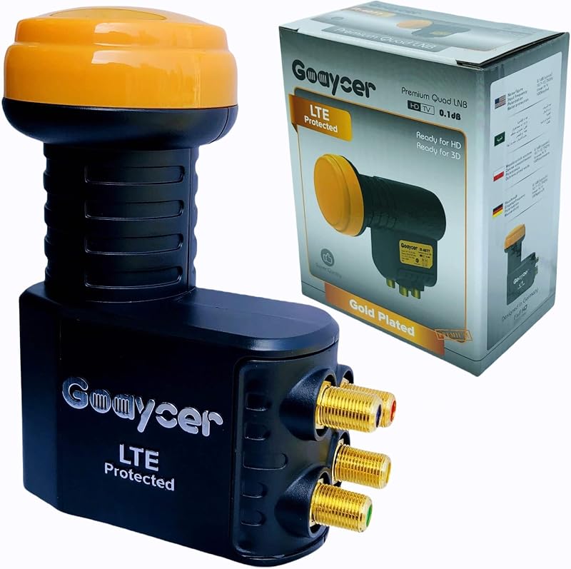 Goaycer Quad LNB 4-Utas Digitális HD 4K Műholdvevő LTE Szűrővel, Aranyozott Csatlakozó, Időjárásálló