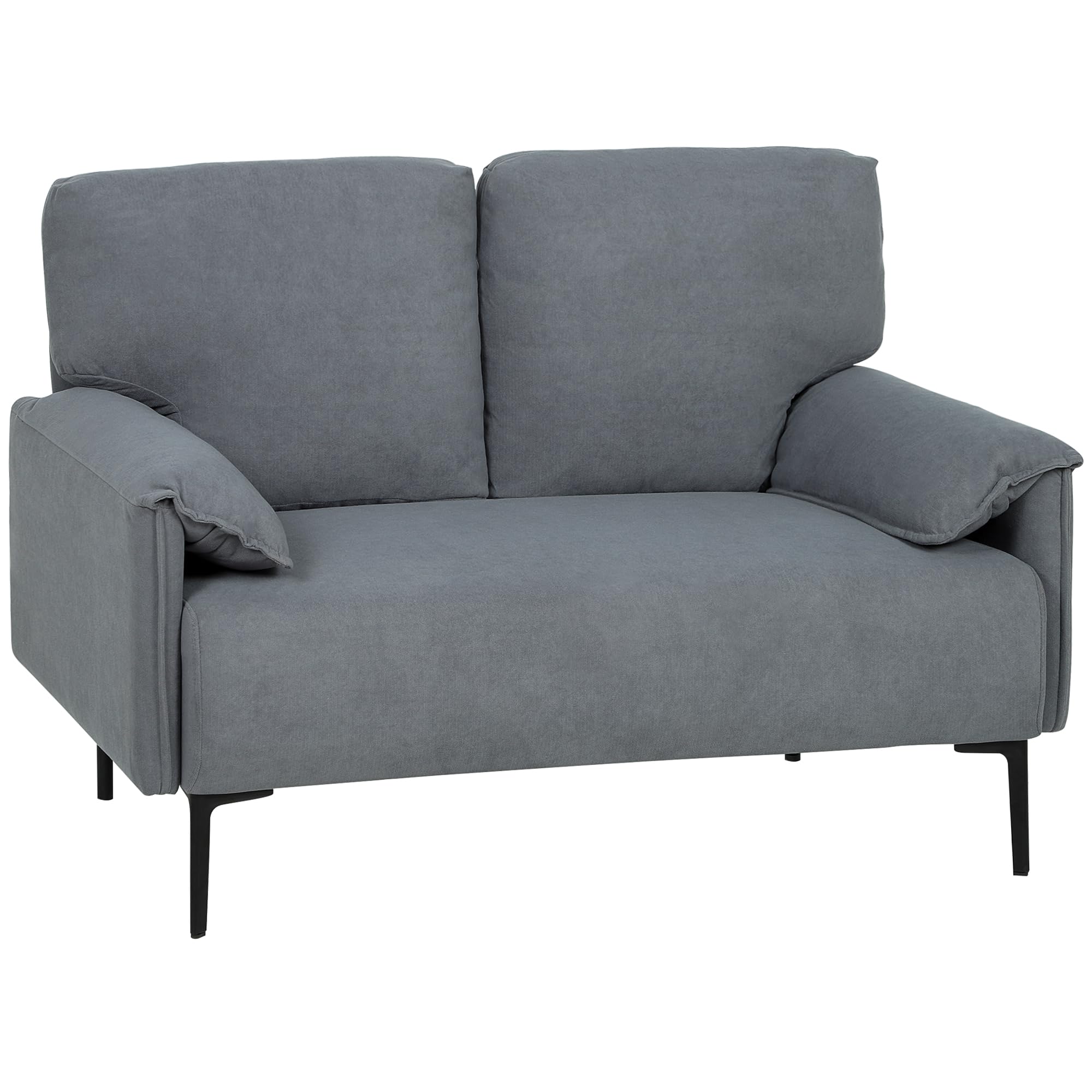 HOMCOM Sofa 2-Sitzer 127 cm Kleine Couch mit Gepolstert Armlehne Grau