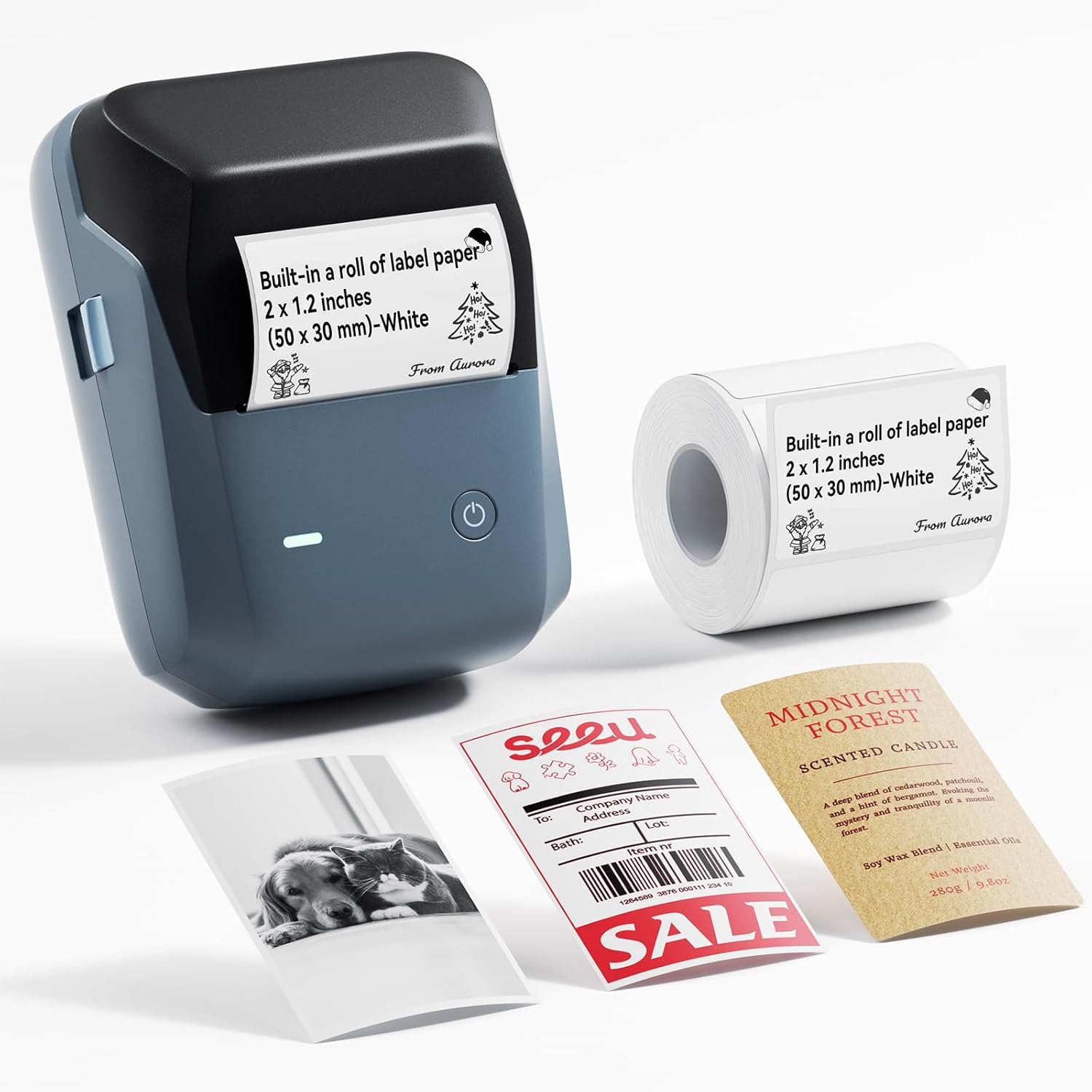 NIIMBOT B1 Pro Label Maker, 300DPI HD Label Printer, Ideal for Photos,Stores,Notes,Study Graphics, Small Business, Built-in a Roll of Label(2 x 1.2 inches-White), Blue