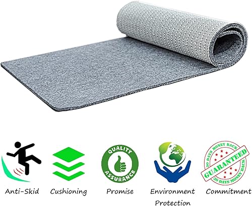 Miniatura 5 de Almohadilla antideslizante para alfombra, 6 x 9 pies 1/8 pulgadas de grosor, doble superficie (fieltro + rejilla de goma), base para alfombra