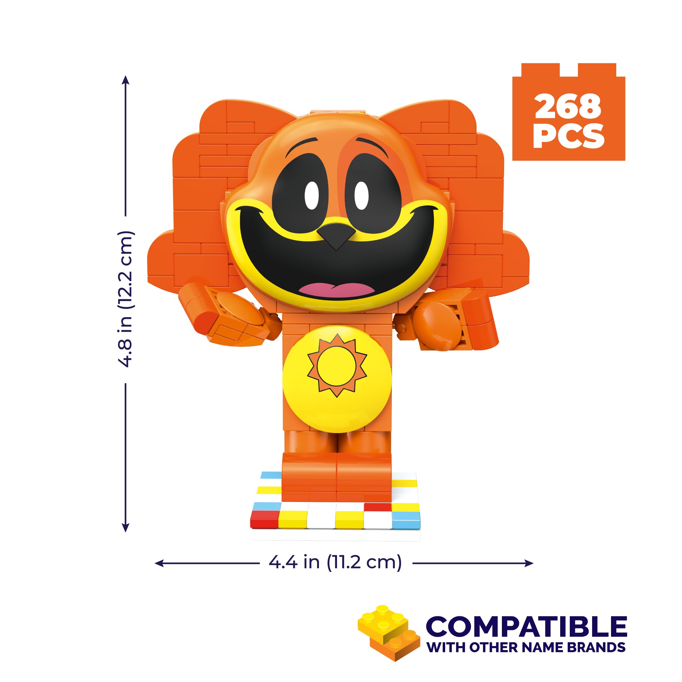 Brickcraft Poppy Playtime Dogday Smiling Critters - Set da costruzione da 170 pezzi di cane arancione con medaglione del sole, giocattoli da collezione indie horror da costruzione, regalo per ragazzi