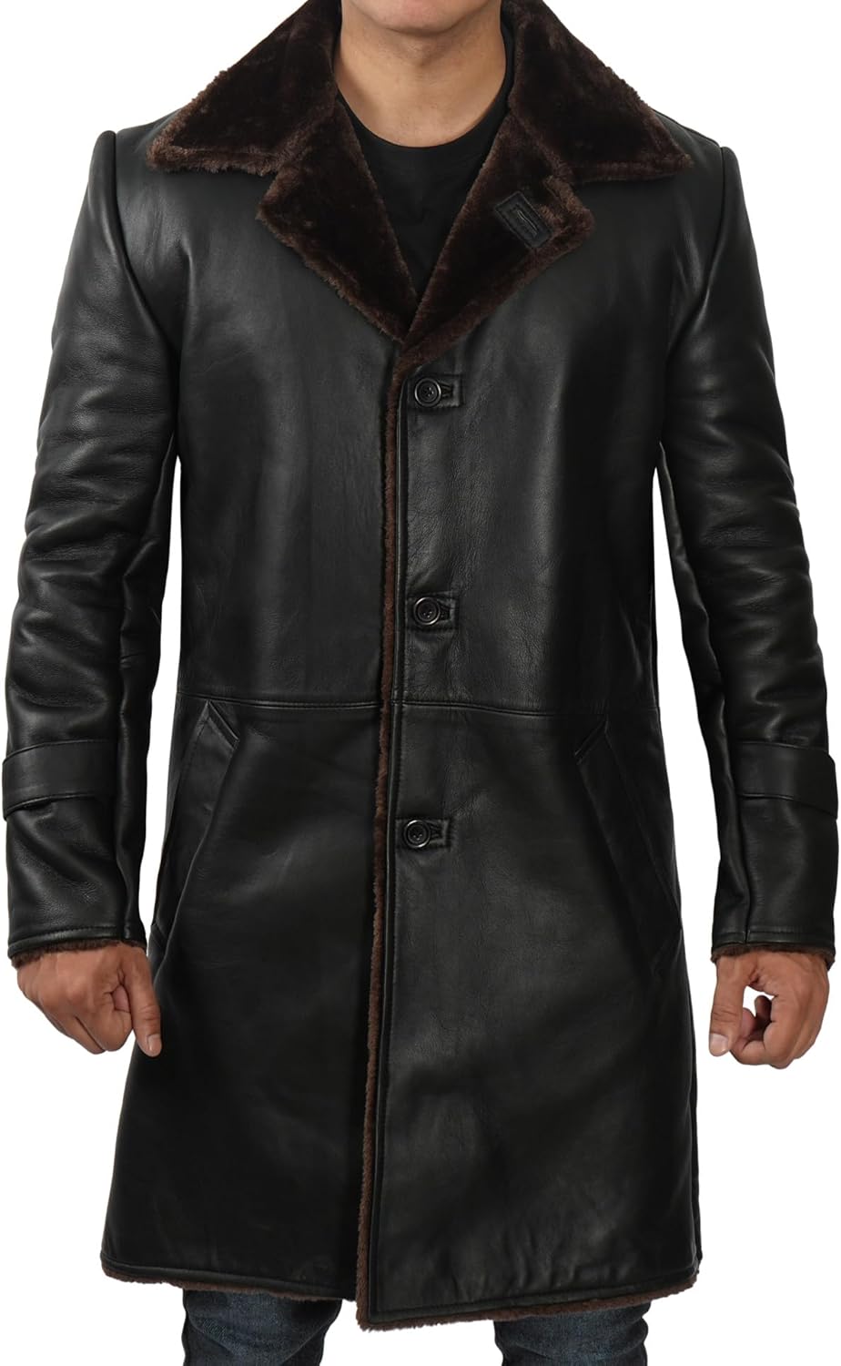 fjackets Mens Brown Leather Jacket - Real Leather Jackets For Men - Shirt Collar Style Leather Jacket Men - Image 5