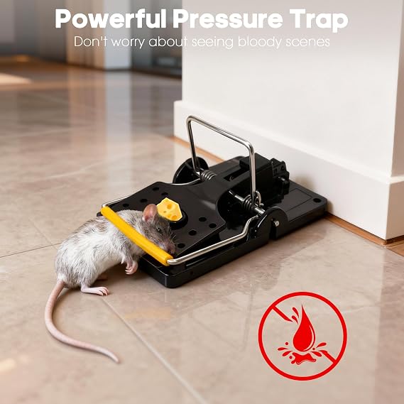 4 Pack Large Mouse Traps, Reusable Rat Snap Traps