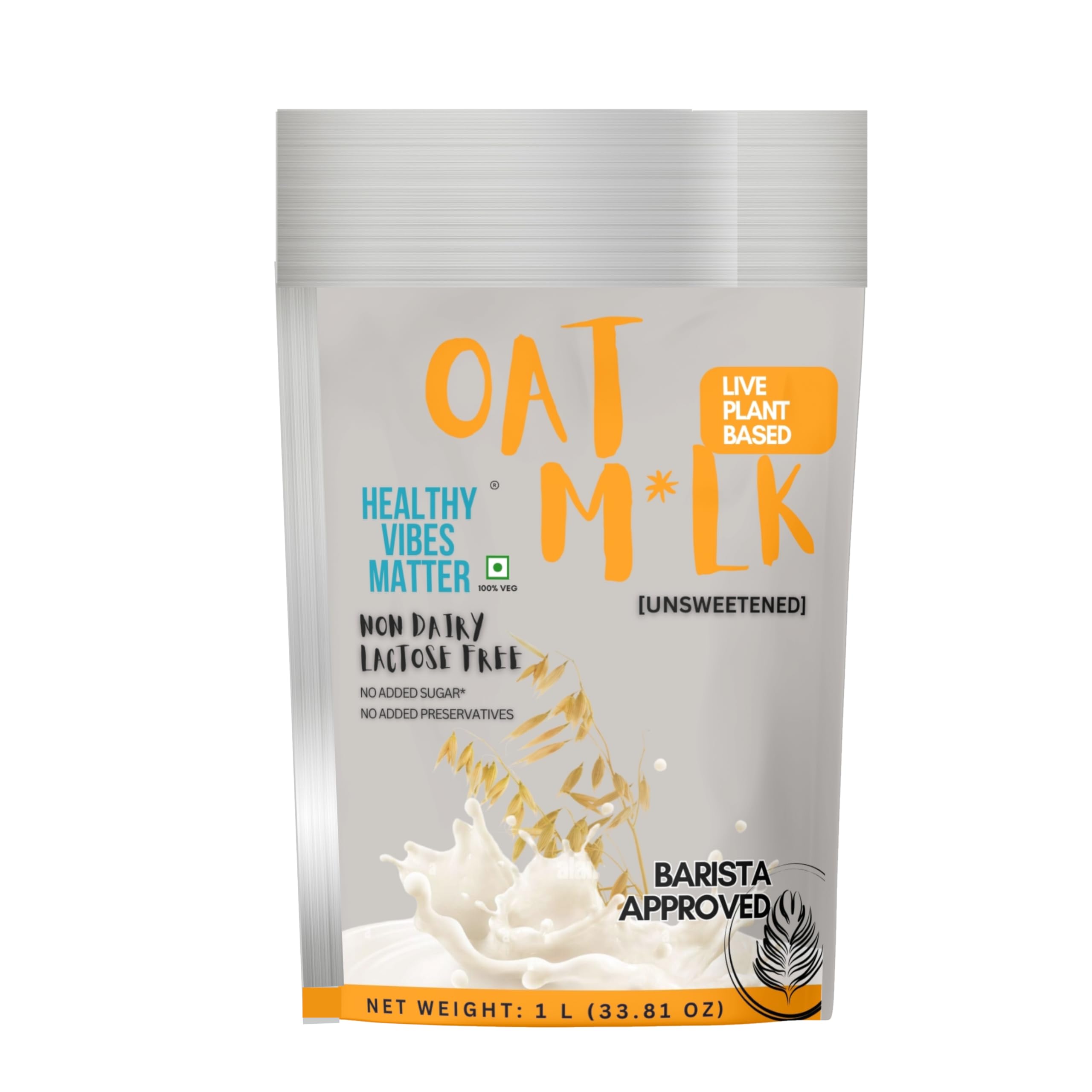 Sponsored Ad - HEALTHY VIBES MATTER Plant Based Oat Beverage Unsweetened Standy Pouch (Pack of 5)| Lactose Free | No Added Sugar |Gluten Free | No Preservatives | Zero Cholesterol | Source of Calcium & Vitamins (5)