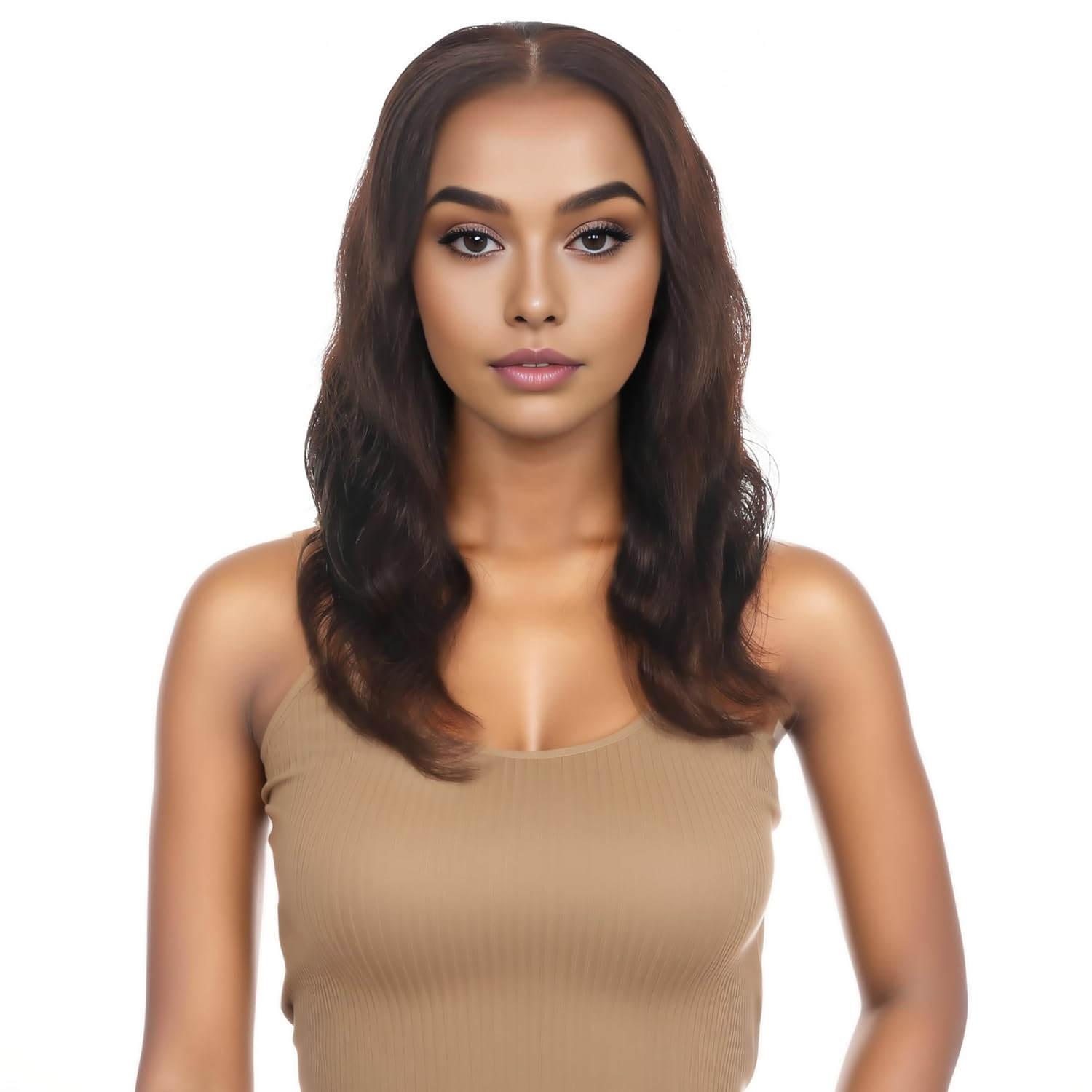 FUTAI 20 Inch Real Human Hair Wave Body Wigs HD Front 13×4 Lace Wig for Professional Female Diverse Styles
