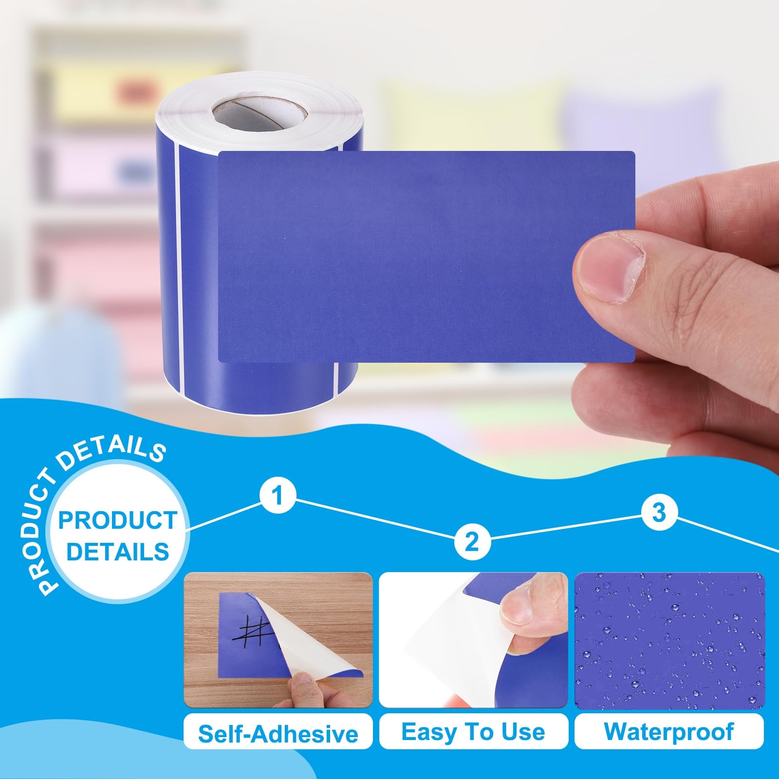 PATIKIL 500 Pcs Étiquettes Rectangulaires 5 x 3 Pouces Bleu Foncé
