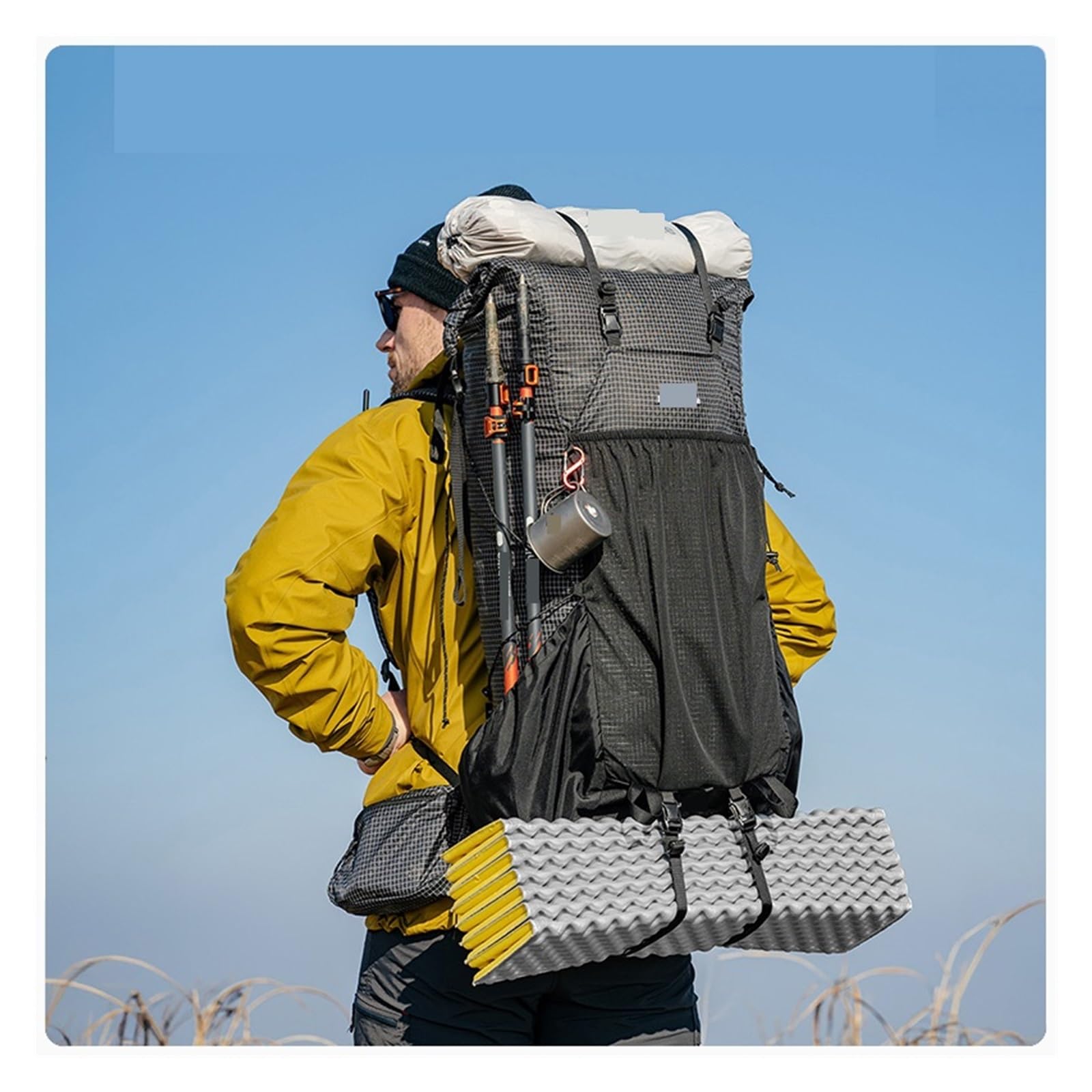 Plecak turystyczny 45L Duża pojemność Outdoor Camping Trekking Torba do wspinaczki górskiej Aluminiowa rama Torba do wspinaczki górskiej Torba(Black 45L)