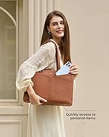 Vista 8 de Bolsa de mano portátil para mujeres, de 15.6”, impermeable, de cuero, para computadora, bolsas para mujeres de negocios, para oficina, bolsa