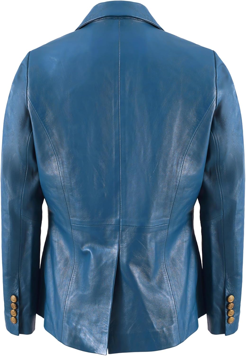 Women’s Double Breasted Lambskin Leather Blazer-Genuine Leather Jacket for Work and Casual Wear - Image 3