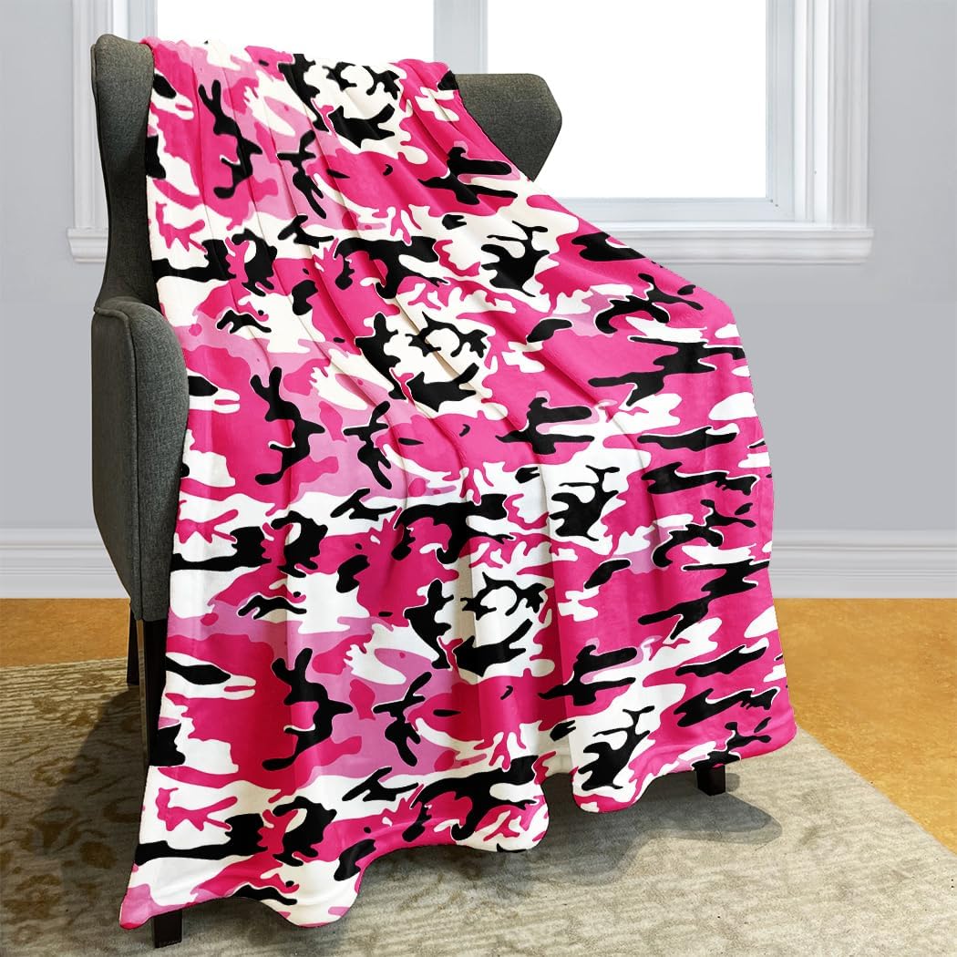 HommomH Camo Blanket,Pink Camouflage Throw Blanket Soft and Warm Gifts for Men and Women, 60"x80" - Image 3