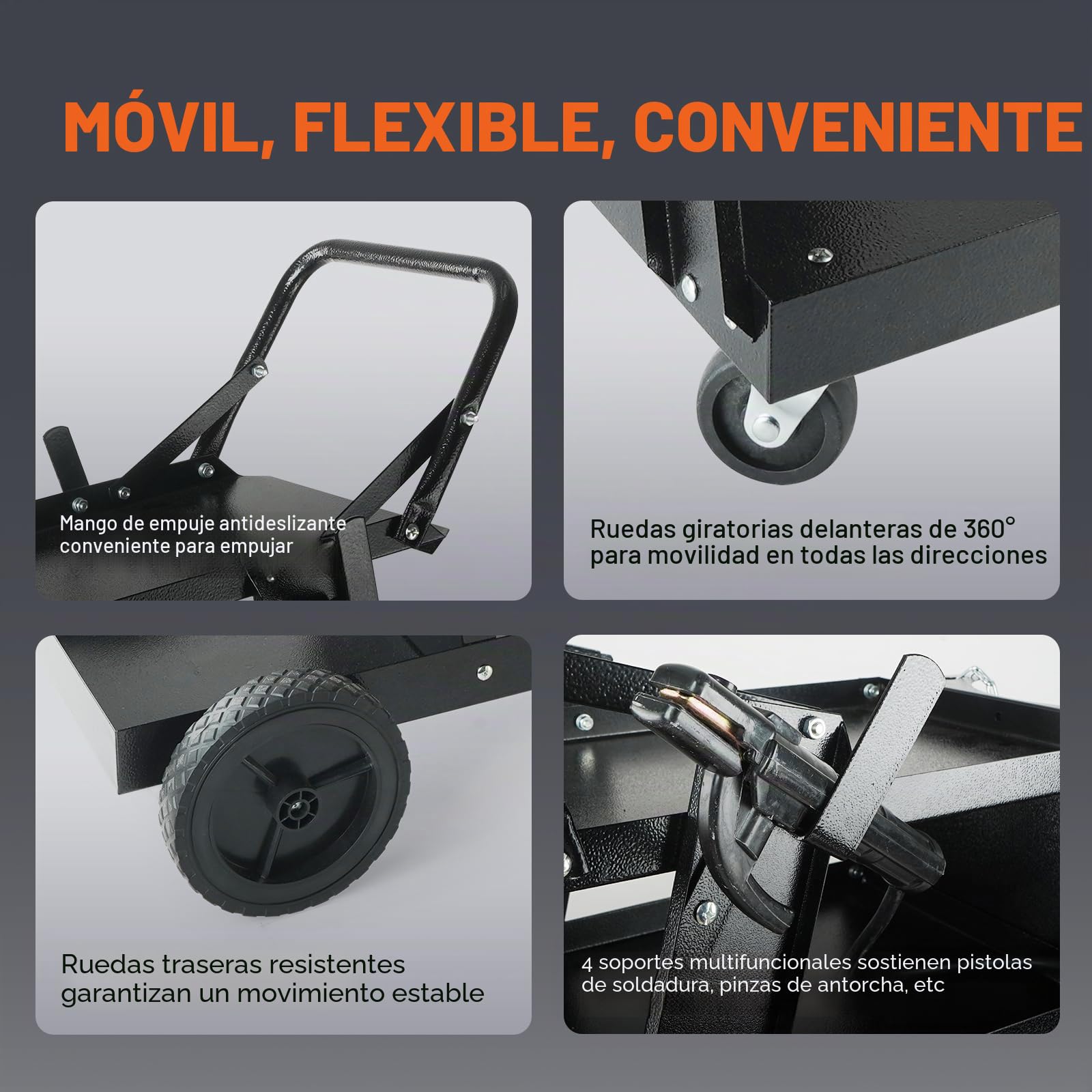 VEVOR Carro de Soldadura de 3 Niveles Carro de Estación de Soldadura 181,4 kg Capacidad de Carga Ruedas de 360° Cadenas Depósitos de Seguridad Carro de Soldadura MIG para Taller TIG ARC MMA Plasma