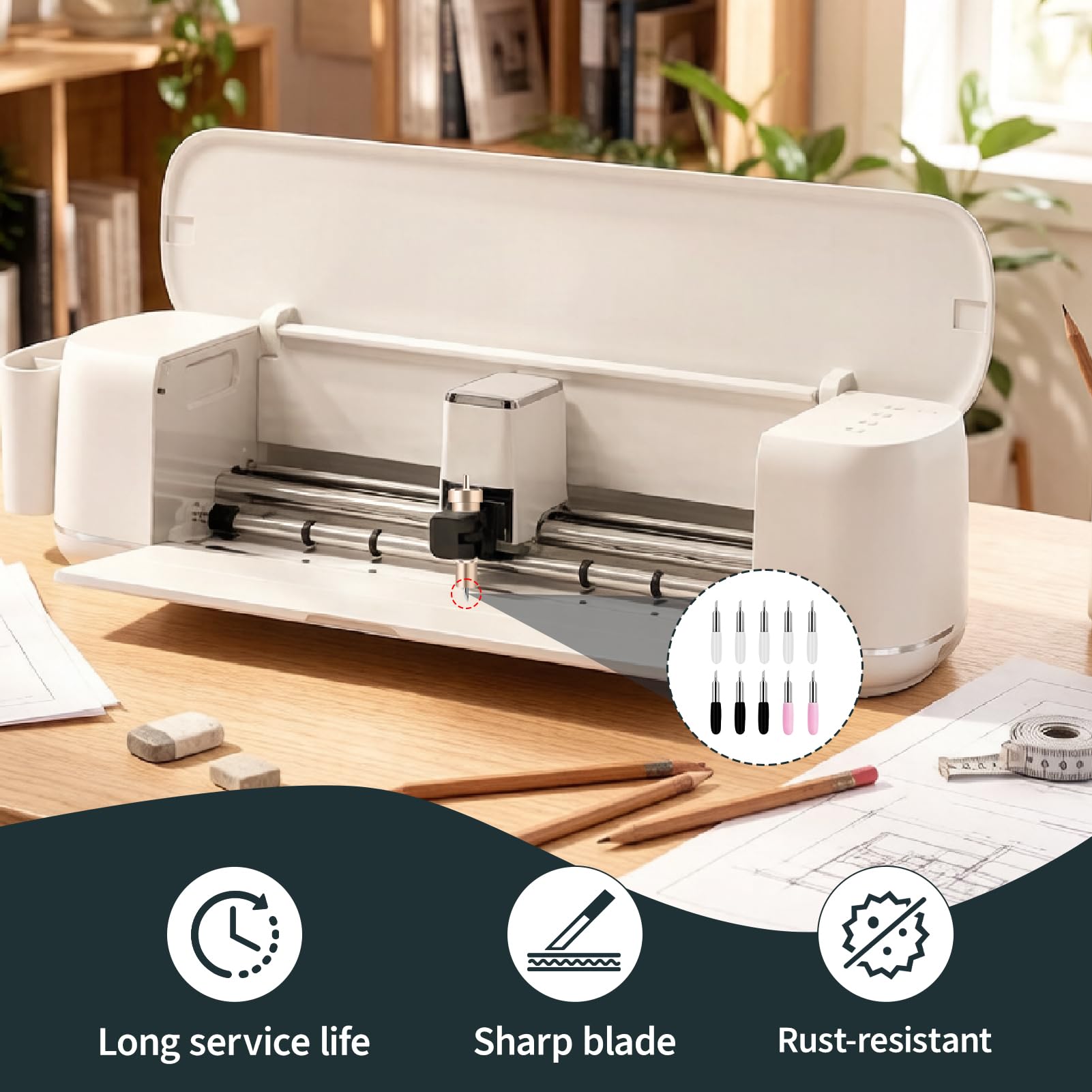 10 Stück Ersatzklingen Für Cricut Joy, Schneidklingen Wolframstahl Ersatzklingen Mit 30° 45° 60° Schneidewinkel Präzise Plotterklingen Vinyl Papier Karton Folie Leder Aufkleber HTV DIY Bastelprojekte