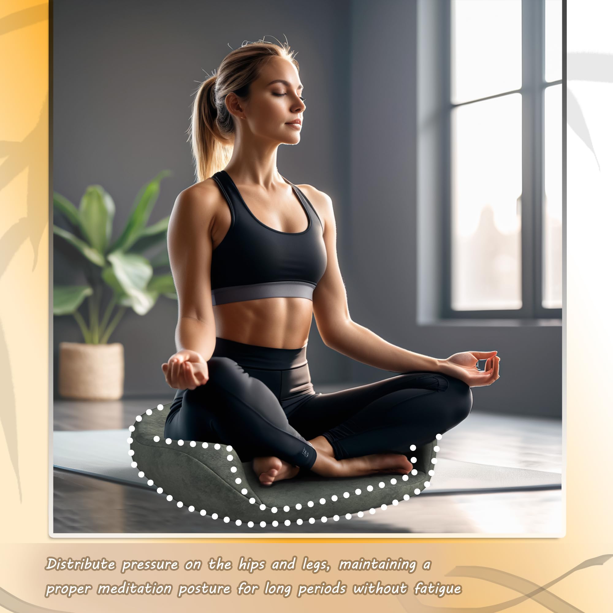 Cojín de Meditación Yoga & Zen - Espuma Memory Extra Gruesa - Soporte Espinal para Sentarse en el Suelo - Hogar, Tatami y Práctica Zen