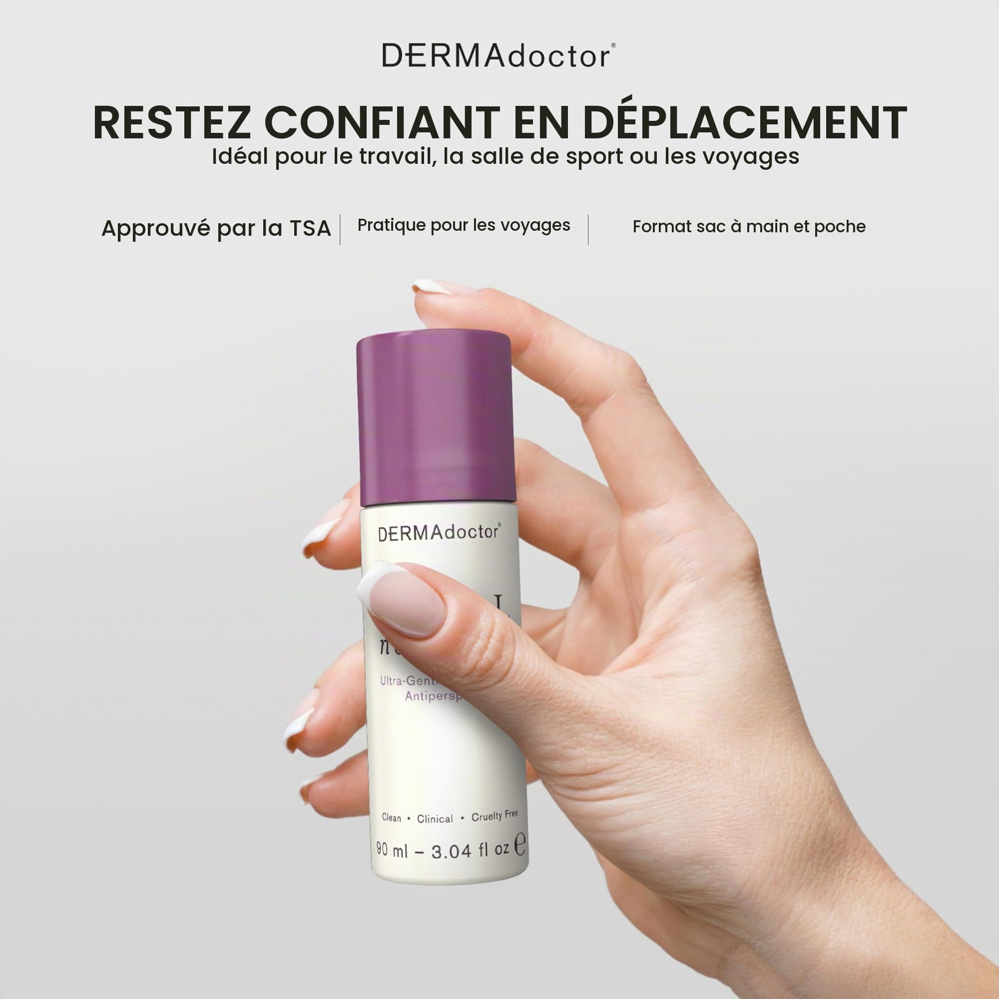DERMAdoctor Déodorant Femme et Homme Total NonScents – Deodorant Anti Transpirant Femme Ultra-Doux Peaux Sensibles, Éclaircissant Teint Aisselles, Sans Parfum, Hypoallergénique Roll-On 90 ml
