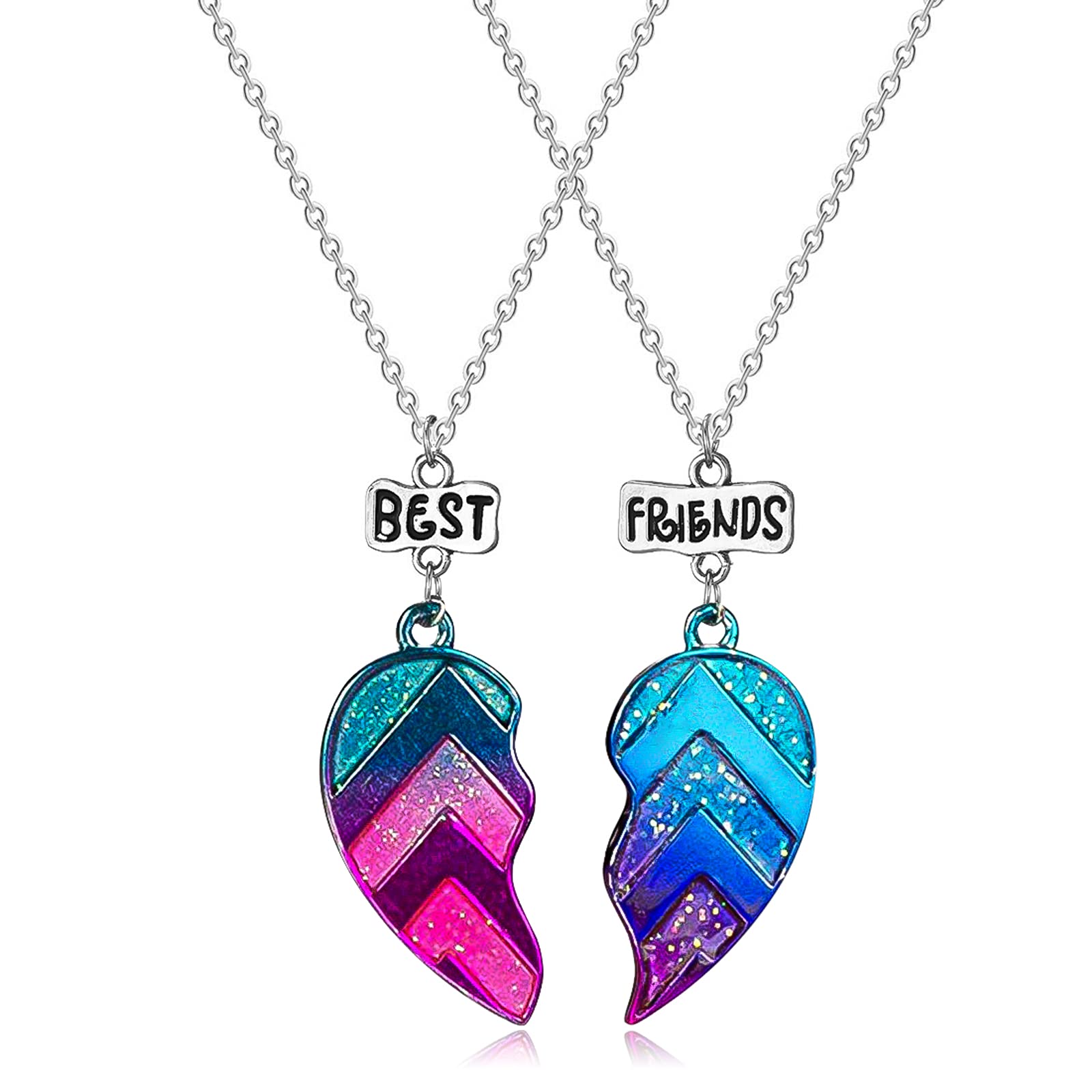 MJartoria BFF Necklaces for 2 Split Heart Weirdo 1 Weirdo 2 Best Friends Forever Pendant Friendship Set (Best Friends-Blue) (Best Friends-Green+Blue) For Unisex Adult (B081X65ZRS) Amazon Price History, Amazon Price Tracker