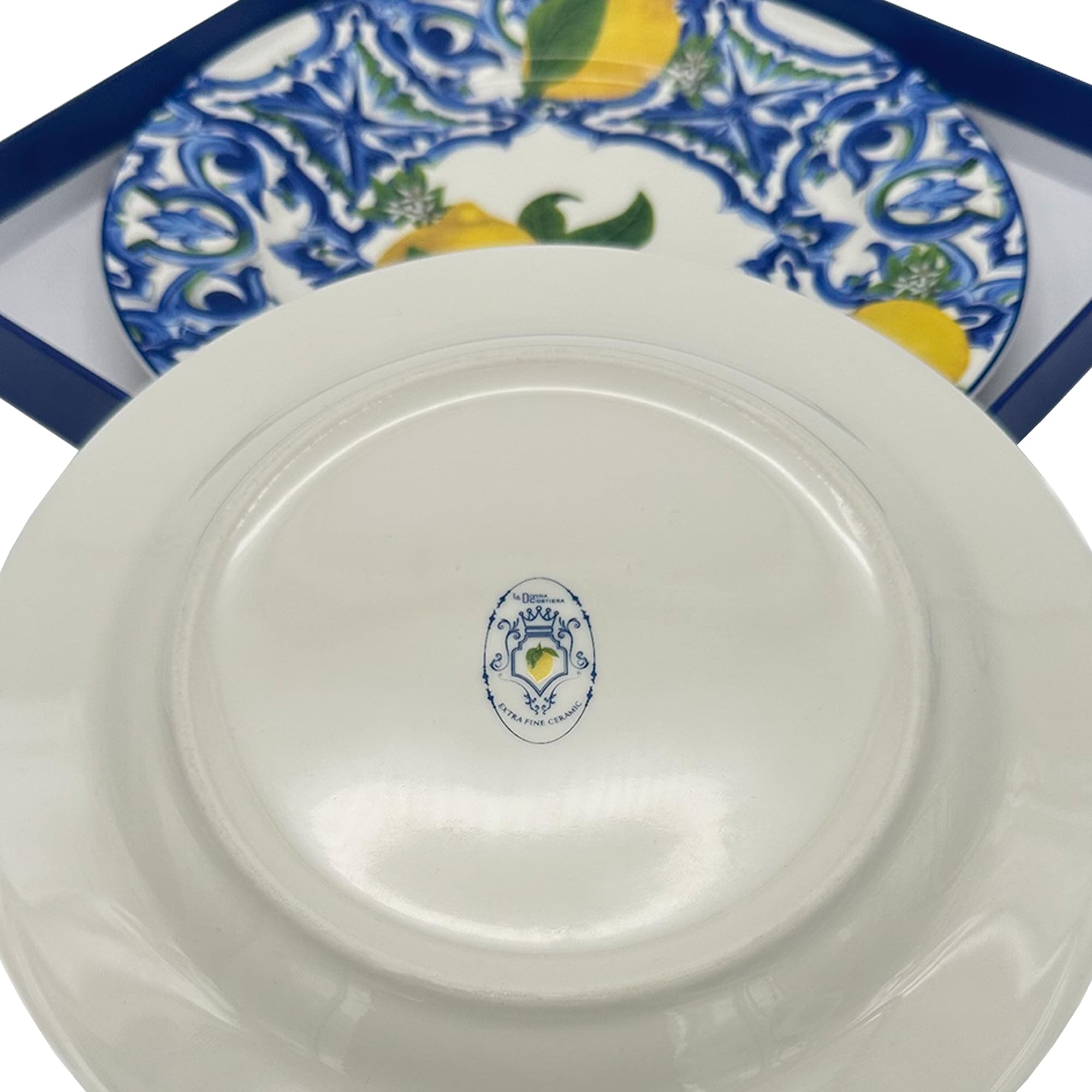 DIVINA SF183 Lot de 2 assiettes en céramique avec motif citrons 19 cm