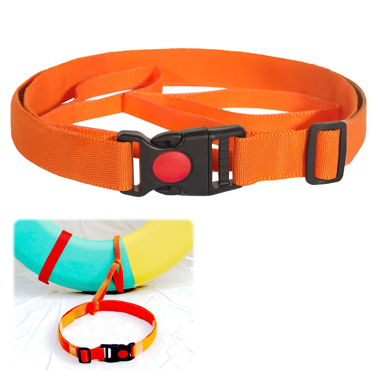 Swim Training Belt with Lifebuoy Strap, Adjustable Waist Belt for Stationary Swimming and Open Water Safety Ideal for Kayak, Paddle, And Pool Training Inflatable Buoy Tow Float Air Bag (Orange）