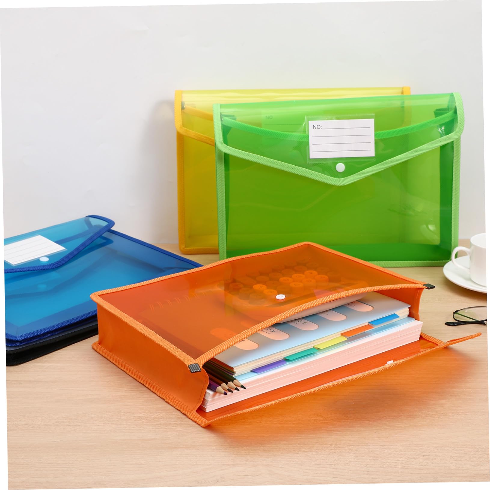 Enveloppes pour Dossiers à Boutons, Lot de 7, Pp, A4