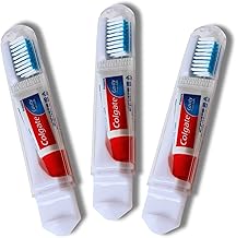 Colgate Travel Toothbrush Set of 3 by VistaHome - Foldable Toothbrush - Portable Toothbrush Set with Toothpaste - Orthodontic Toothbrush Set - Compact Toothbrush Set with Mini Toothpaste - Travel Size
