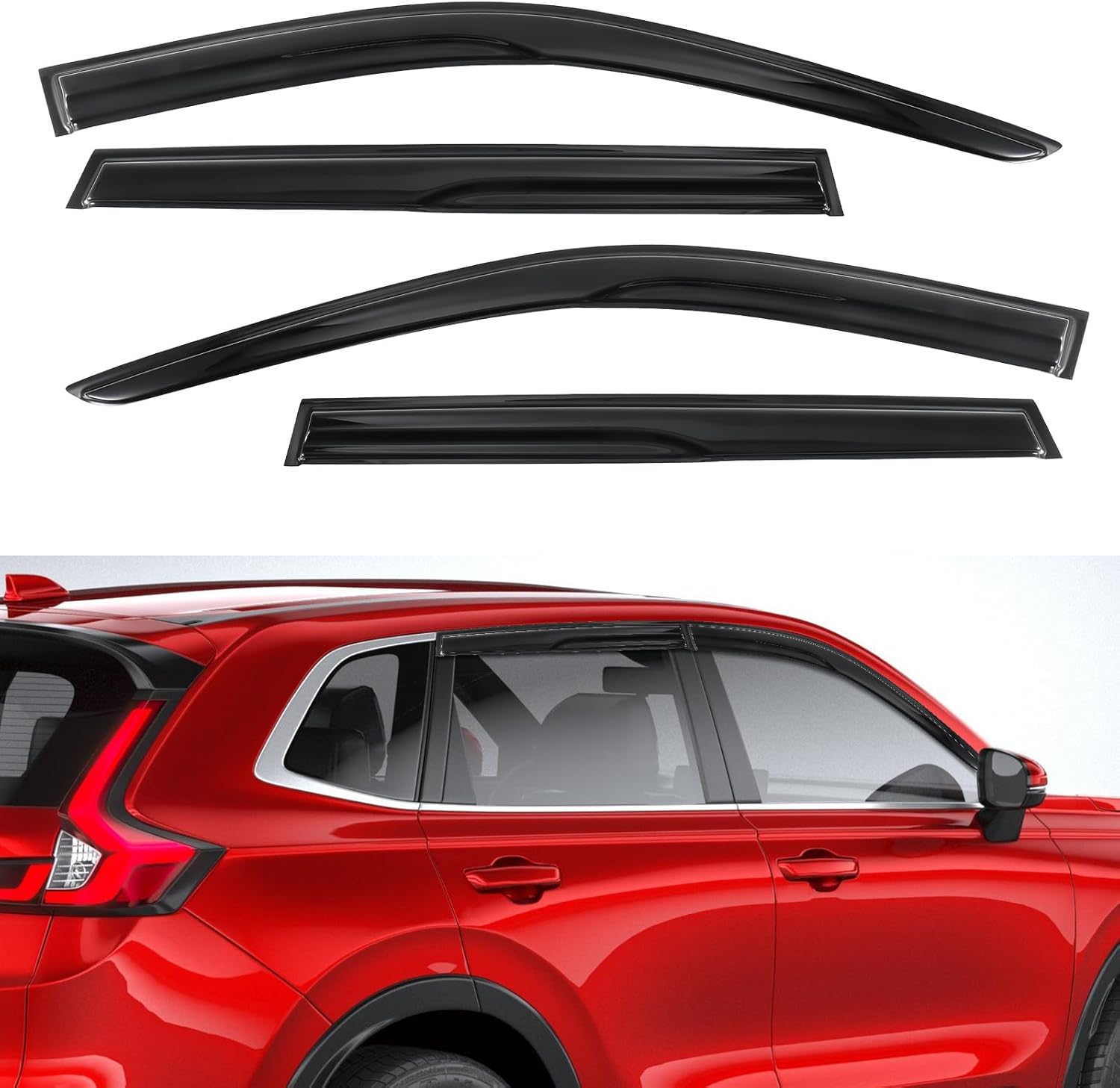(Missing 1)Tape-On Window Rain Guard for Honda CR-V LX EX EX-L Sport Hybrid Sport Touring 2023 2024 2025