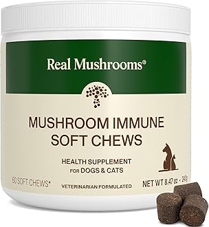 Soft Chews for Pets – Functional Treats with Reishi, Olive Leaf, Ashwagandha Blend – Cats & Dogs Vitamin Bites– Mushroom Supplement for Dogs & Cats Wellness Support, 60 Count