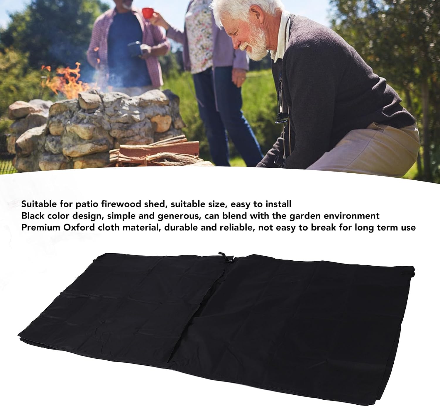 Log Rack Cover Heavy Duty 600D Oxford Fabric Outdoor Firewood Storage Cover with Firewood Shed Dust Cover