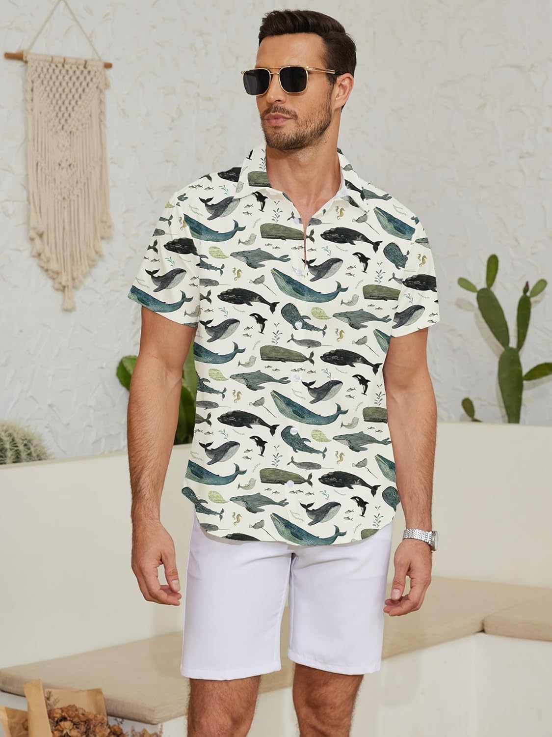 Hawaiian Shirt for Men Summer Vacation Beach Shirts Short Sleeve Button Up - Image 2