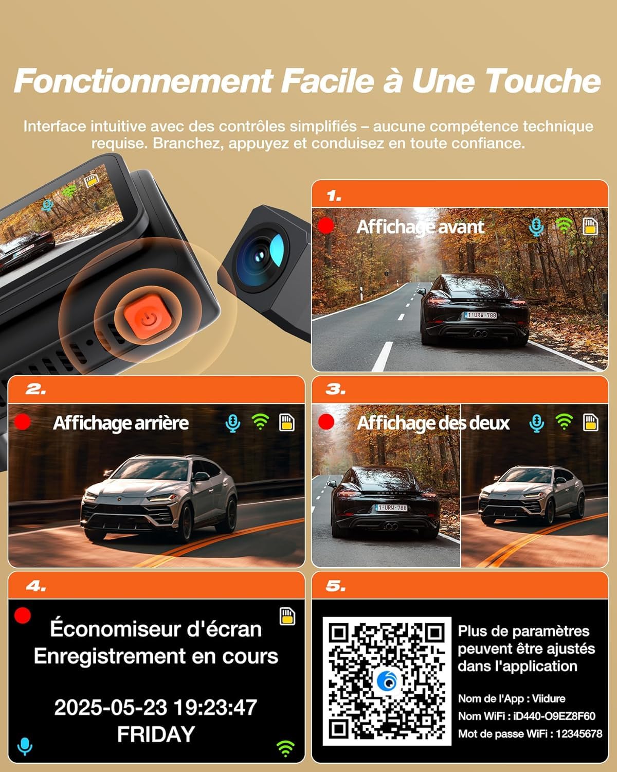 iZEEKER 4K Dashcam Voiture Avant Arrière, Wi-Fi 6 Intégré, Carte SD 32G Offerte, Caméra Dual 4K+1080P, Écran IPS 2,99", Contrôle APP, Vision Nuit, G Capteur, Enregistrement en Boucle, Mode Parking 24H