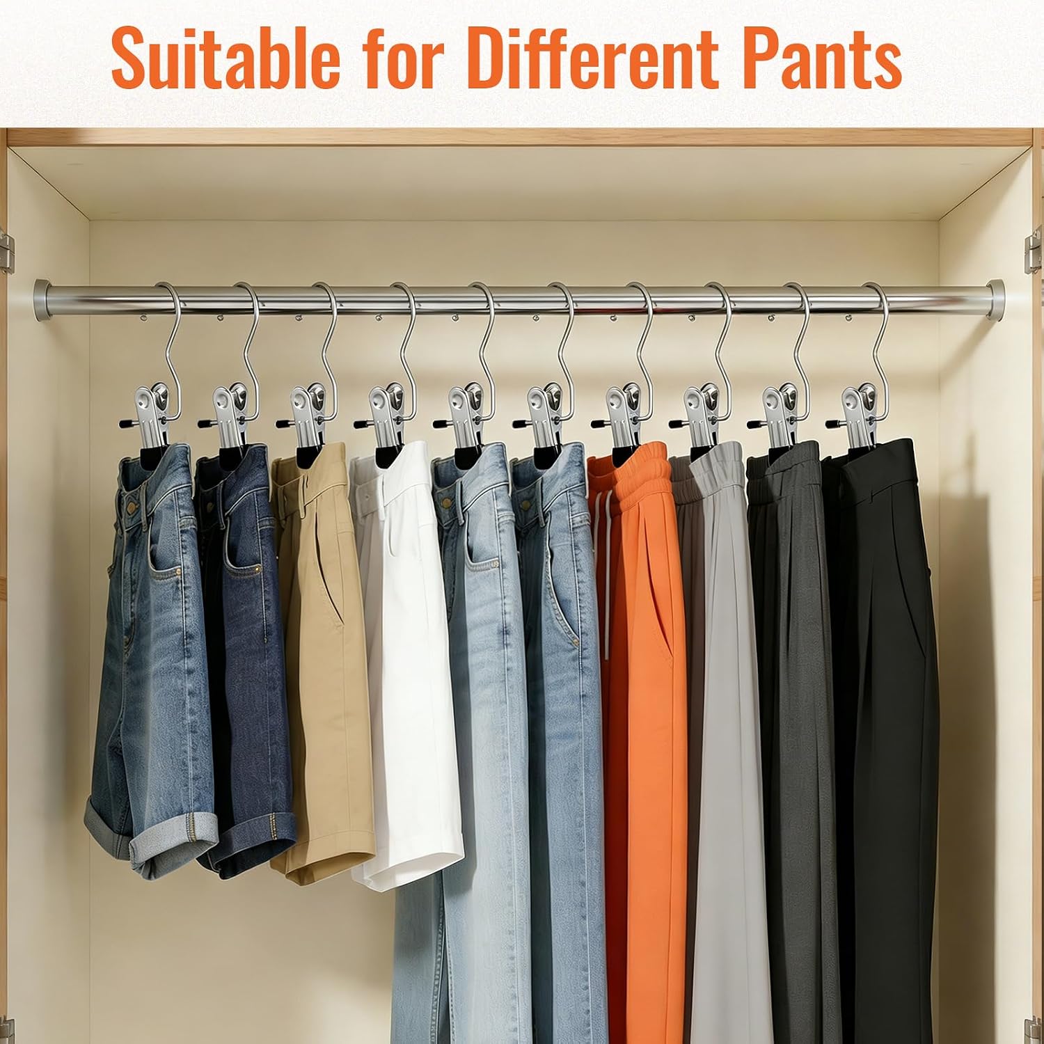 30 Pack Pants Hangers with Clip，Legging Organizer and Jean & Shorts Hangers