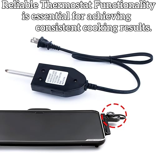 Miniatura 4 de Reemplazo de cable de sartén eléctrica para Presto 06900 0690001 Cable eléctrico de alimentación de plancha con sonda control de calor