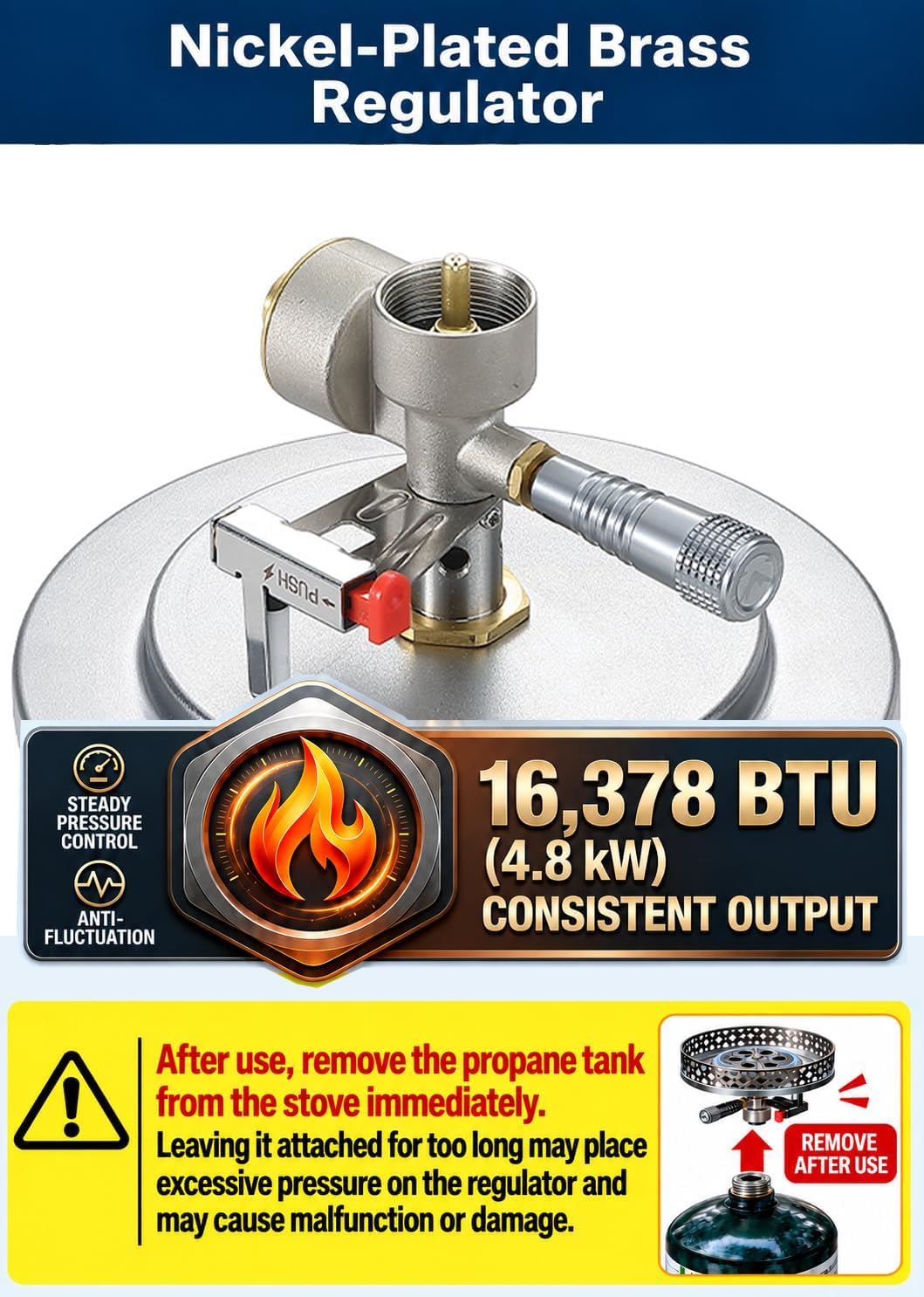 CAMPINGMOON Bottle Top Propane Stove 1 lb Cylinder PG-4ST (Stove + Stabilizer Set)